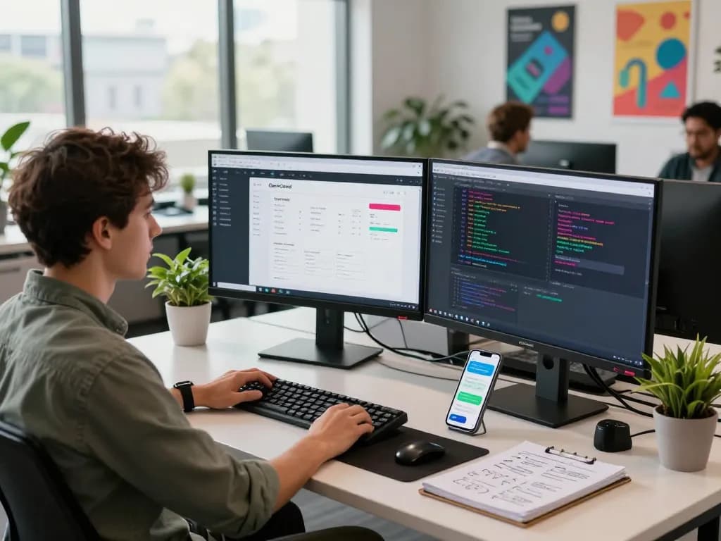 OpenClawd setup in a modern tech workspace showcasing developer activity and productivity tools.