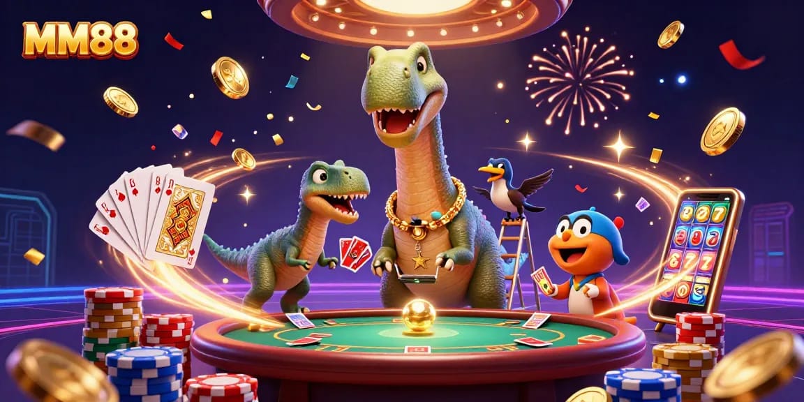 Experience the exciting world of MM88 with thrilling cards, golden coins, and fun gaming elements!
