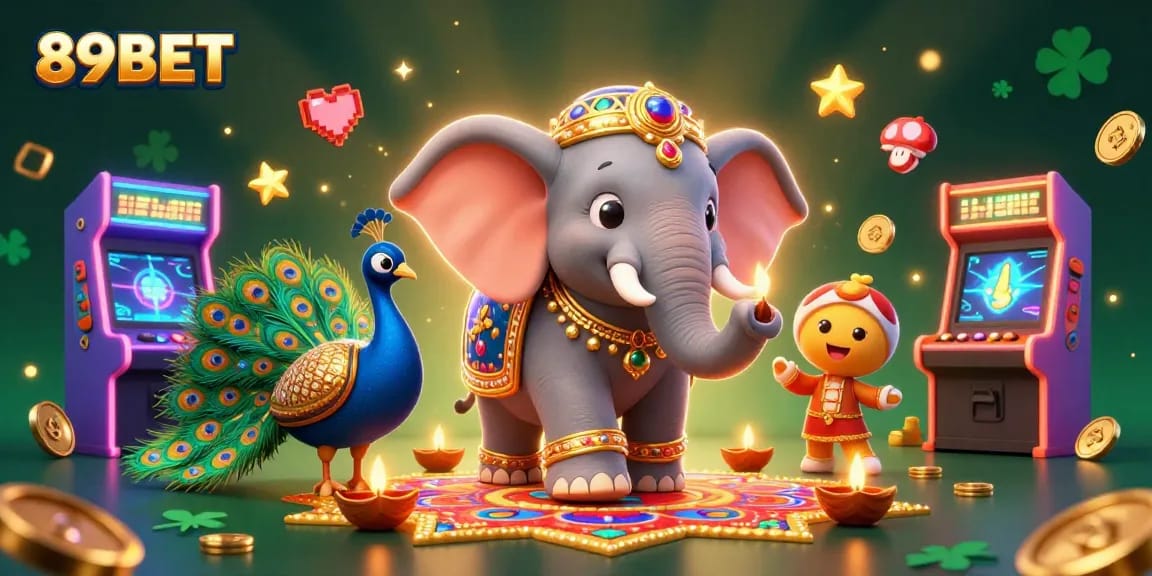 Engage with 89BET's vibrant 3D casino scene featuring colorful characters and gaming elements.