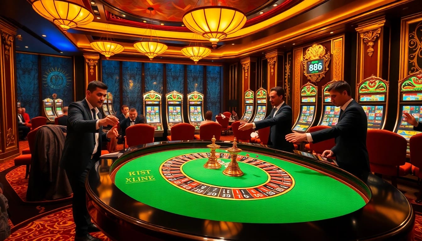 Experience thrilling gameplay at king 88 with elegant casino tables and vibrant gaming atmosphere.