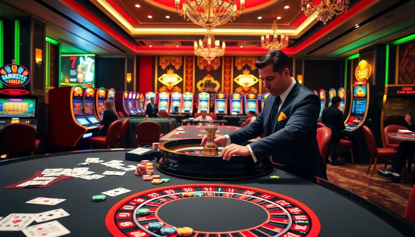 Players enjoying high-stakes games at nhà cái gg88's luxurious casino tables.