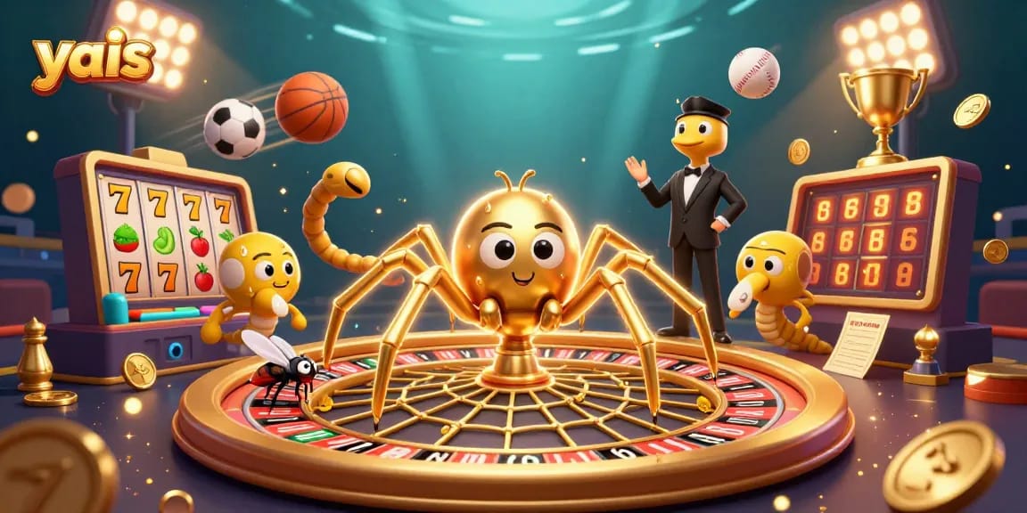 Experience thrilling gameplay at yais with a dynamic scene showcasing a golden spider, fly, and centipede in action.