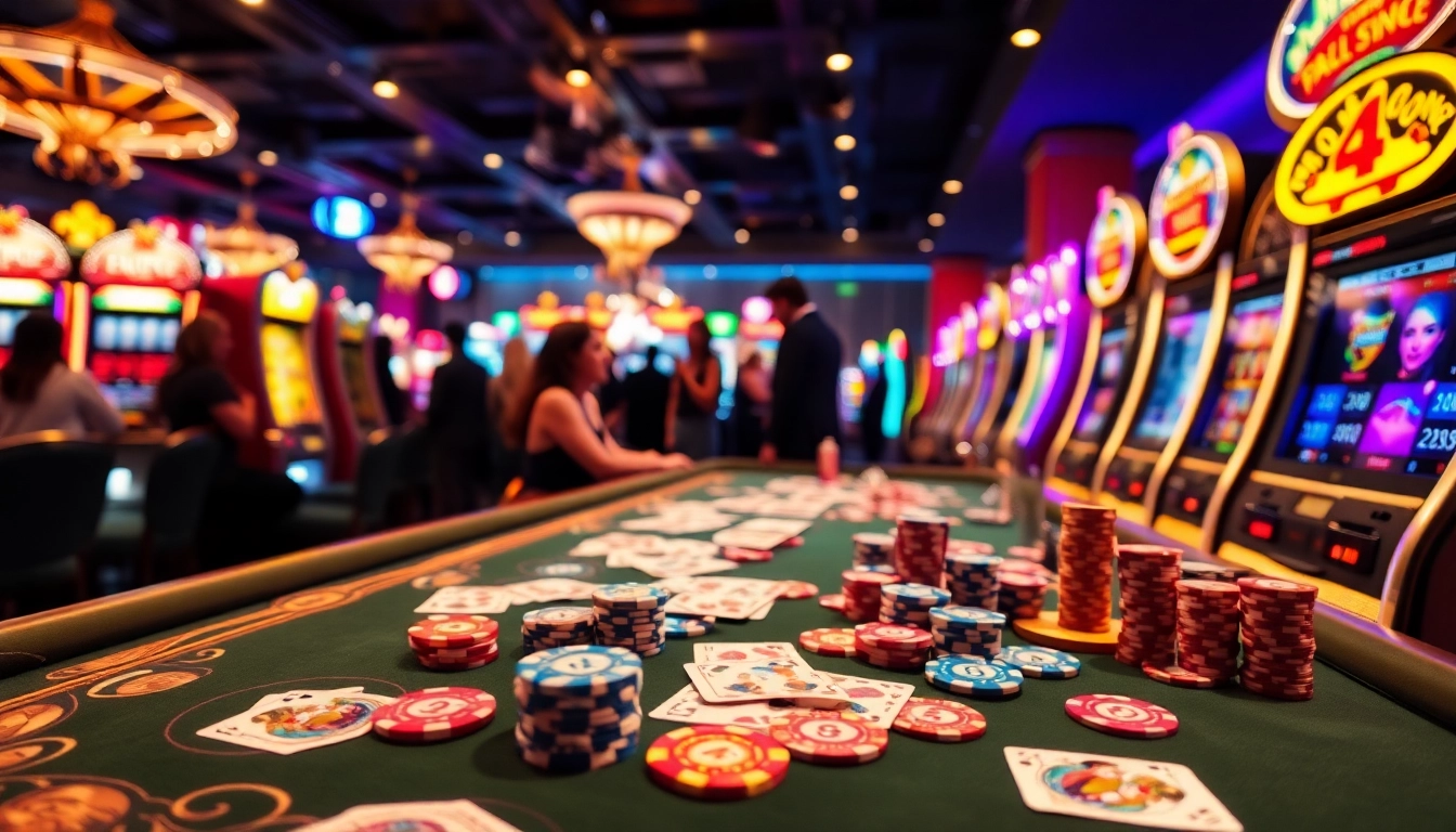 Experience excitement at KJC with vibrant casino games, poker chips and luxurious slot machines.