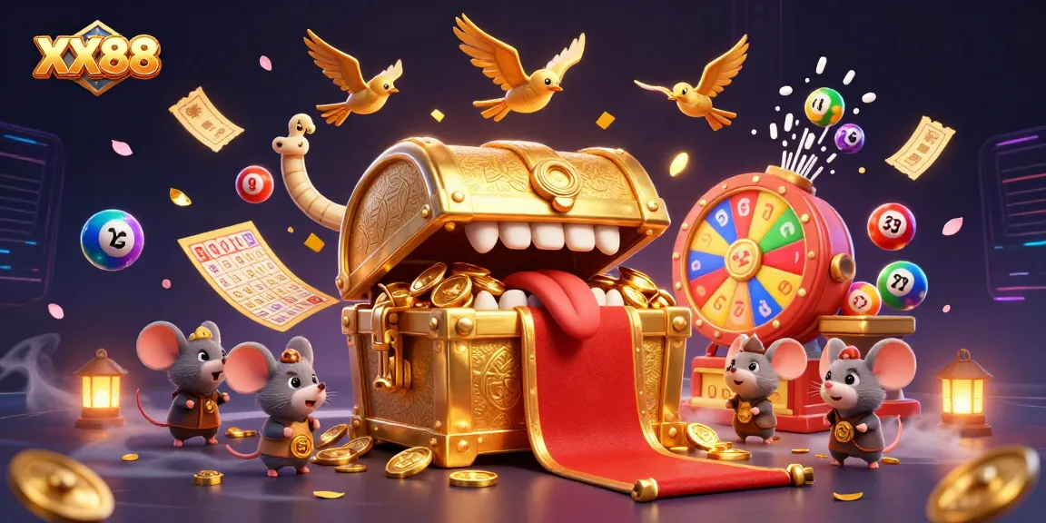 Spin to win incredible rewards at XX88 casino with vibrant lottery and prize elements!