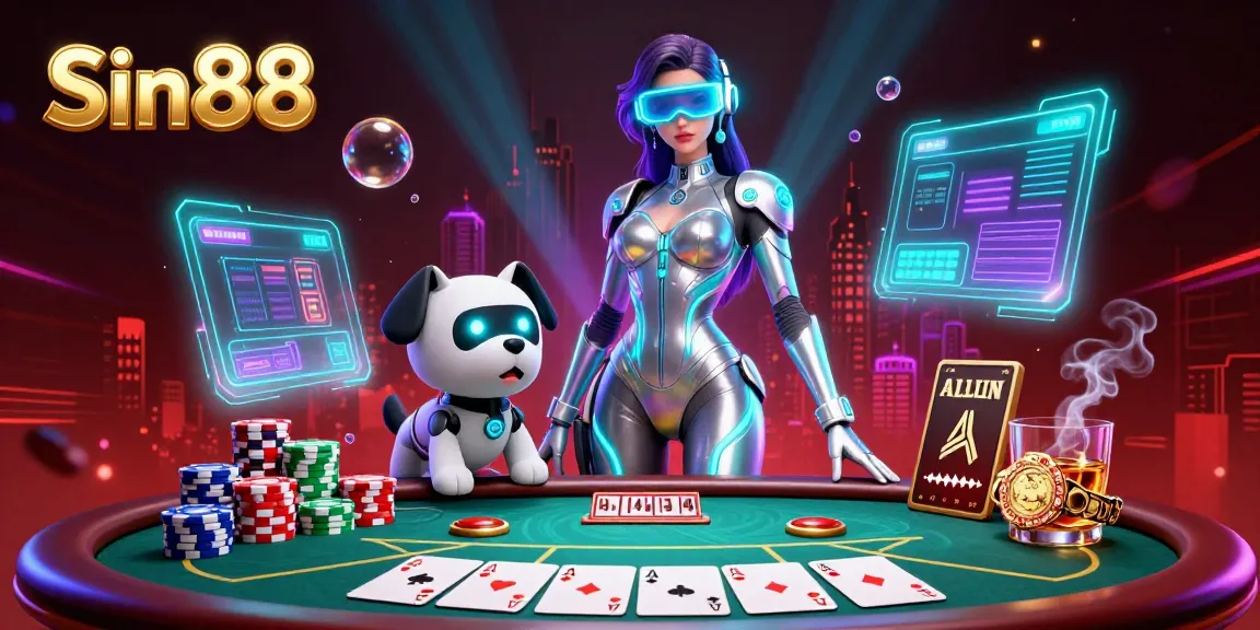 Engage in thrilling poker action with Sin88's vibrant 3D illustration, showcasing strategy and excitement.