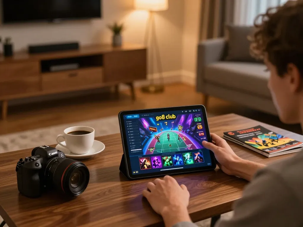 Engaging gameplay on the go8 club app from a cozy home setup.