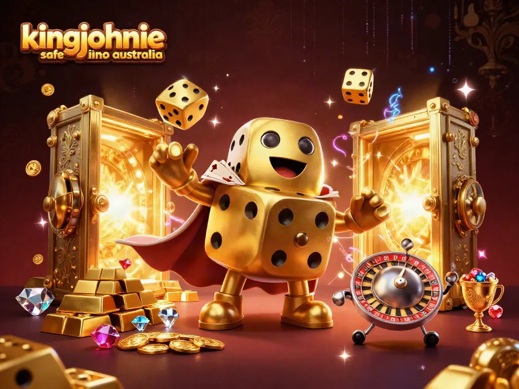 Roll winnings in the kingjohnnie safe casino australia with lively golden dice and sparkling treasures.