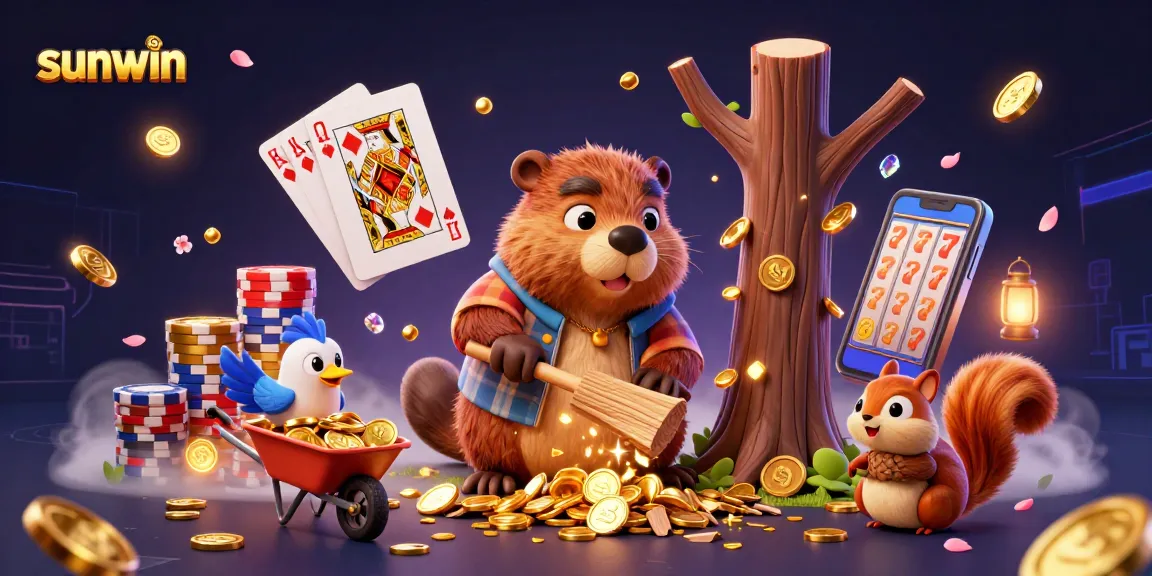 Engaging sunwin gaming illustration featuring vibrant characters and dynamic casino elements.