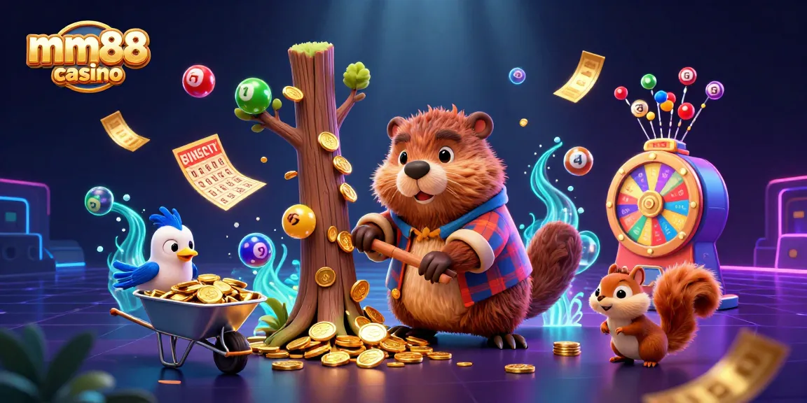 Experience the excitement of mm88 casino with a vibrant 3D illustration capturing lively gaming moments and characters.