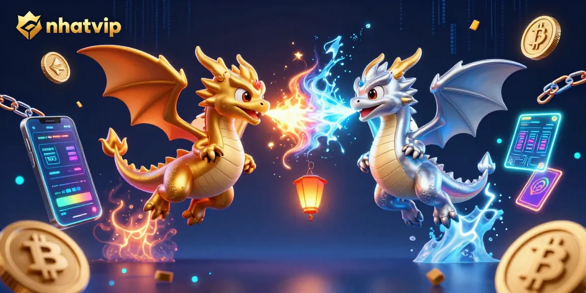 Experience the thrilling world of nhatvip with captivating dragons battling, showcasing vibrant casino elements.