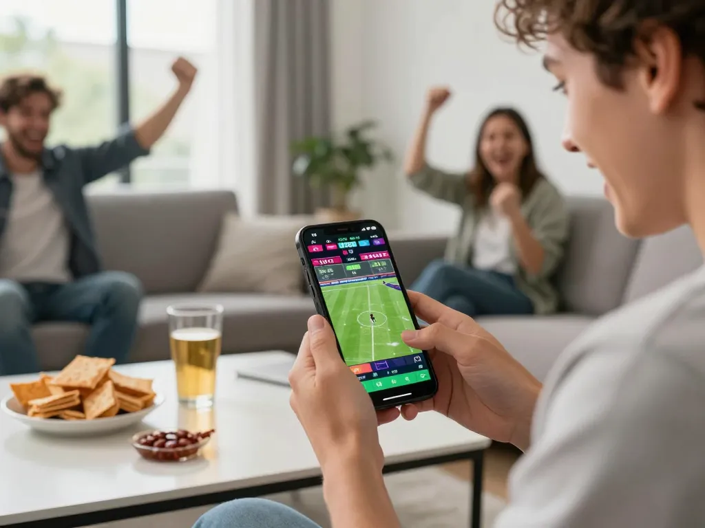 king88 sports betting excitement captured as a player uses a mobile app to place bets.
