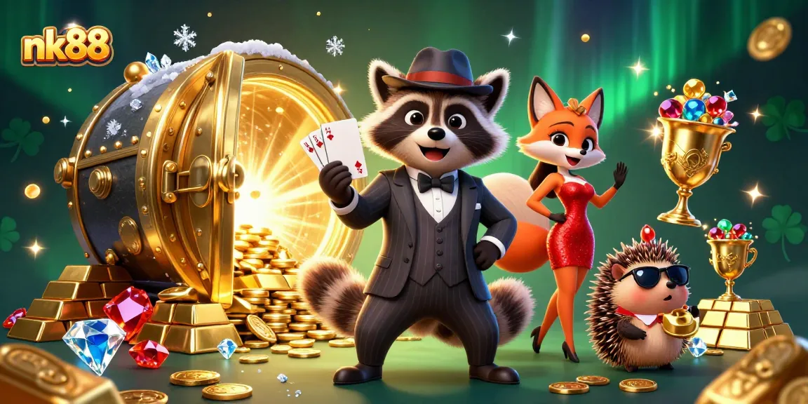 Experience thrilling moments with nk88’s vibrant casino scene featuring dynamic characters and glittering treasures.