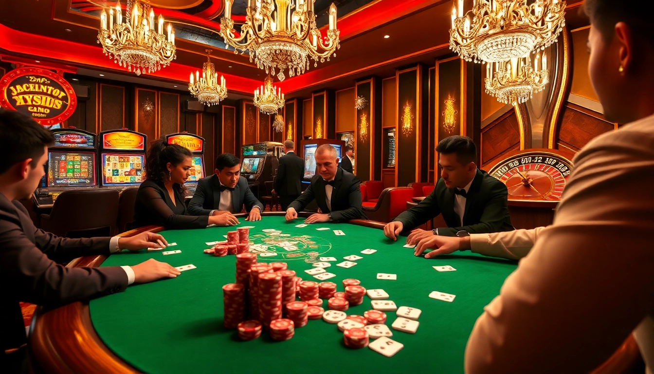 789F poker players strategizing at a high-stakes table, illuminated luxury casino ambiance.