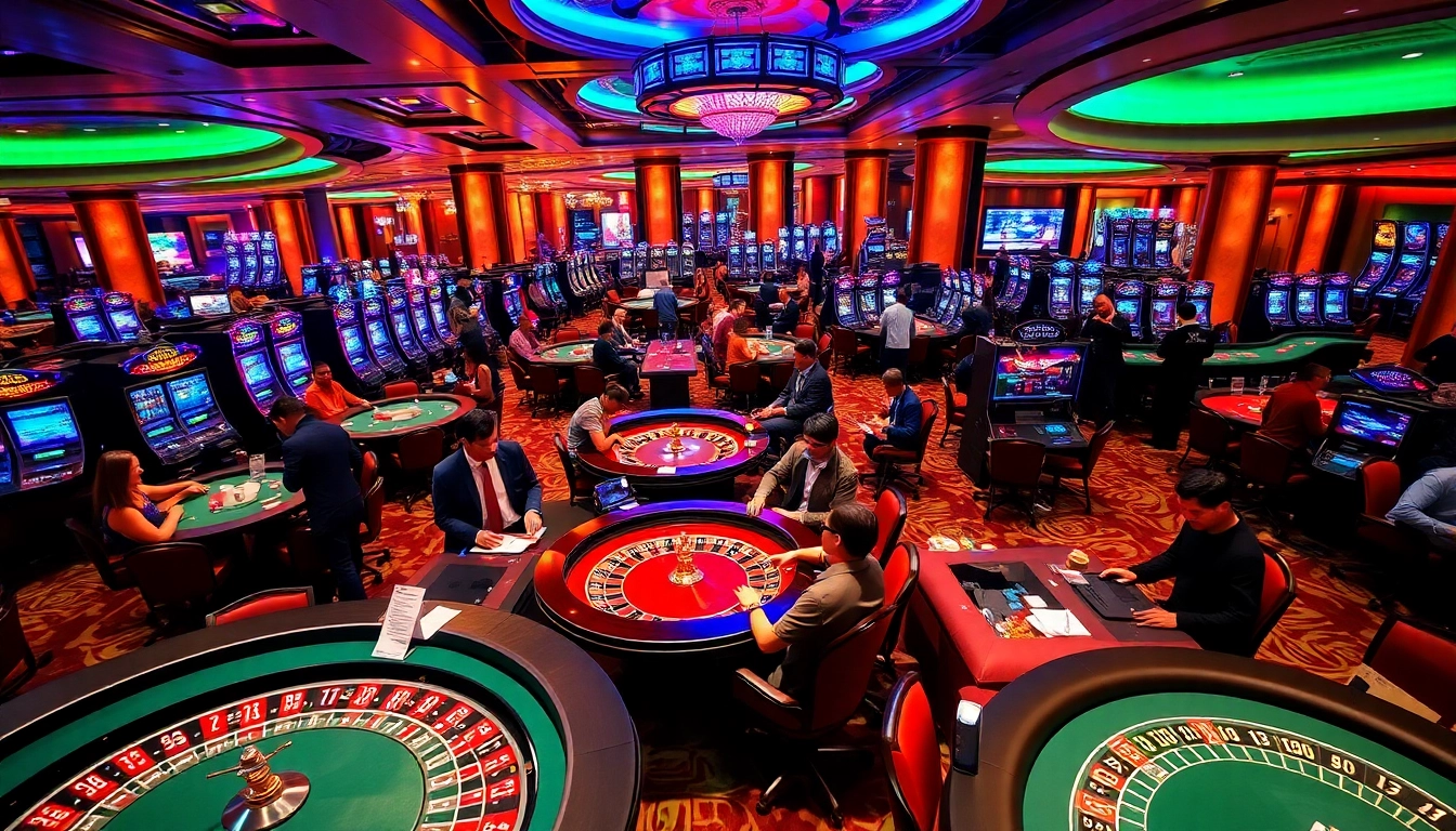Excited players engaging in casino games at https://nk88net.com/, showcasing lively gaming activities.