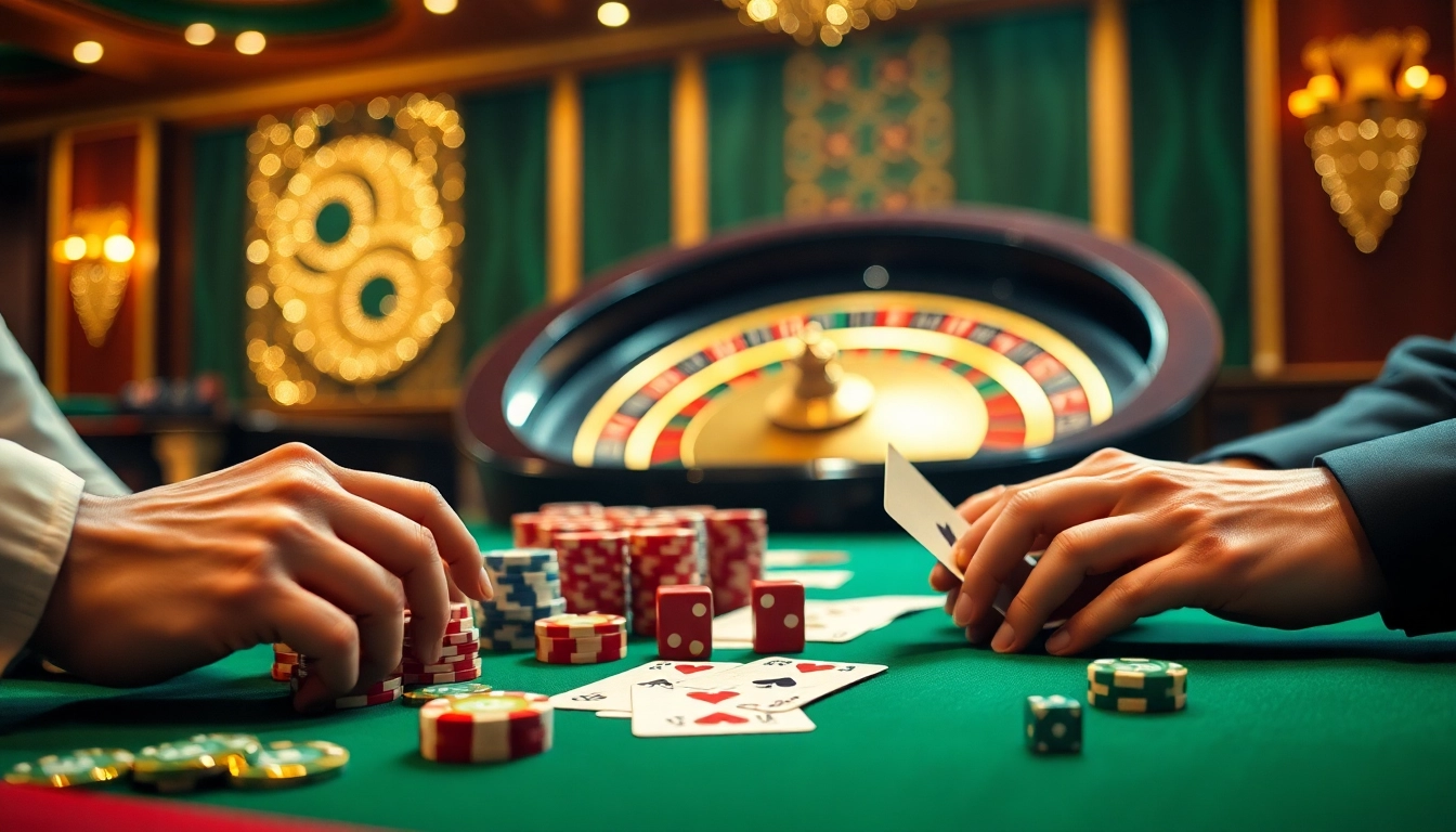 Experience the thrill of gambling with 98win.com at a luxurious casino table.