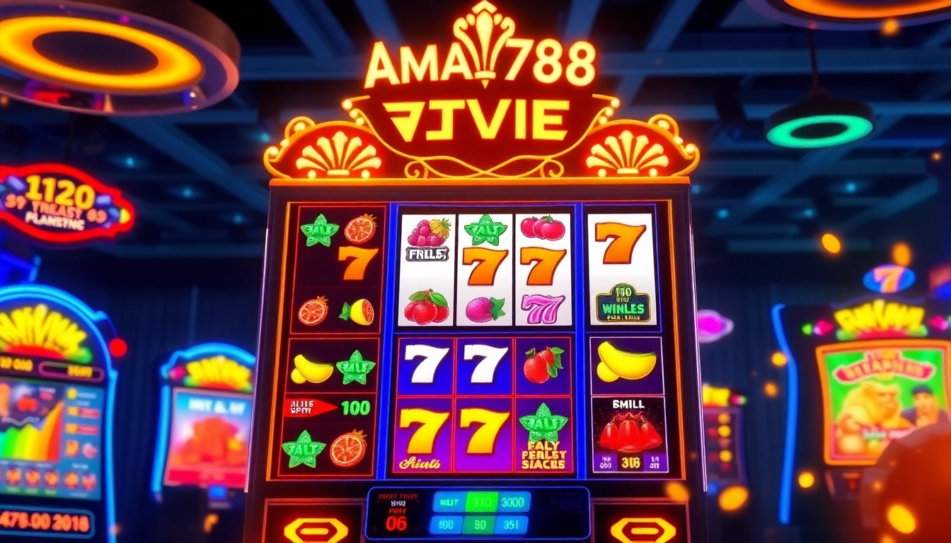 Exciting gaming experience with aman788 slot resmi on a vibrant slot machine.