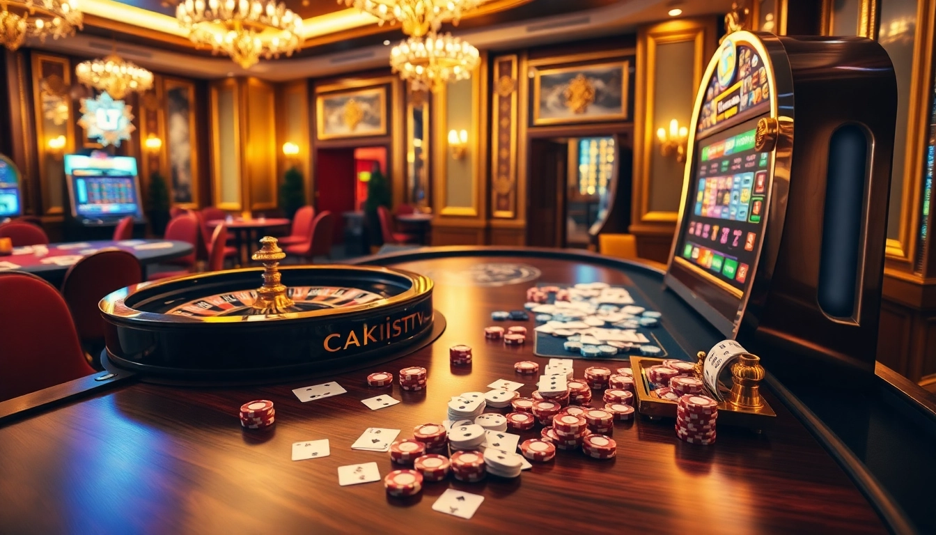 CakhiaTV offers an exhilarating casino ambiance featuring roulette wheels, poker tables, and vibrant slot machines.
