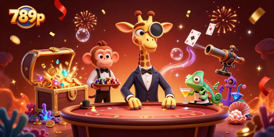 Explore vibrant gaming excitement with 789p's high-stakes poker scene featuring our charming giraffe and friends.