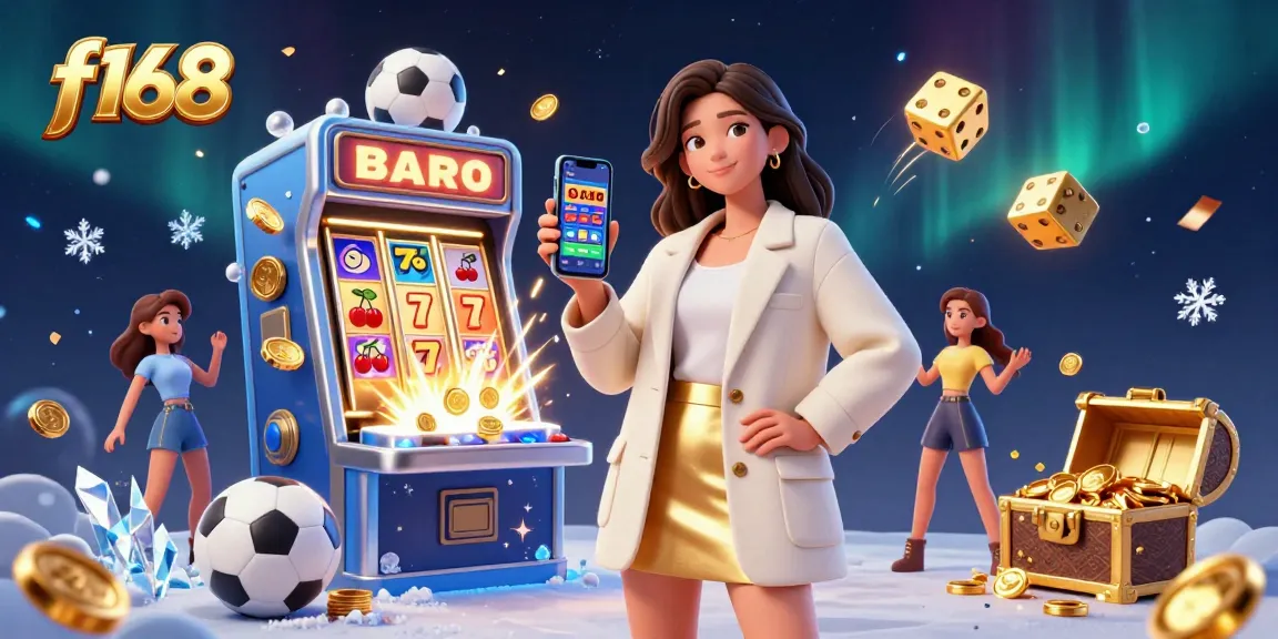 Experience the thrill of betting with f168, where a vibrant Asian woman celebrates wins alongside dynamic sports elements.