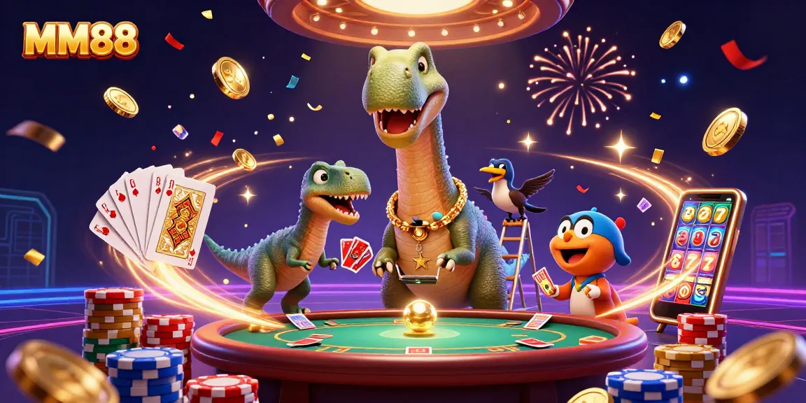 Experience the exciting world of MM88 with thrilling cards, golden coins, and fun gaming elements!