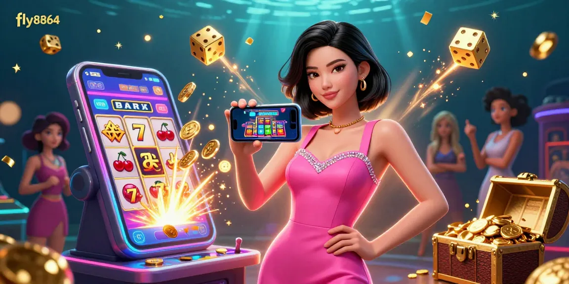 Engage with fly8864's casino world showcasing a confident player in action with vibrant gaming elements.