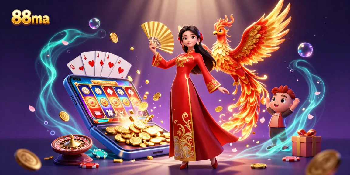 Experience exciting winnings at 88ma with a vibrant casino scene featuring fun gaming elements.