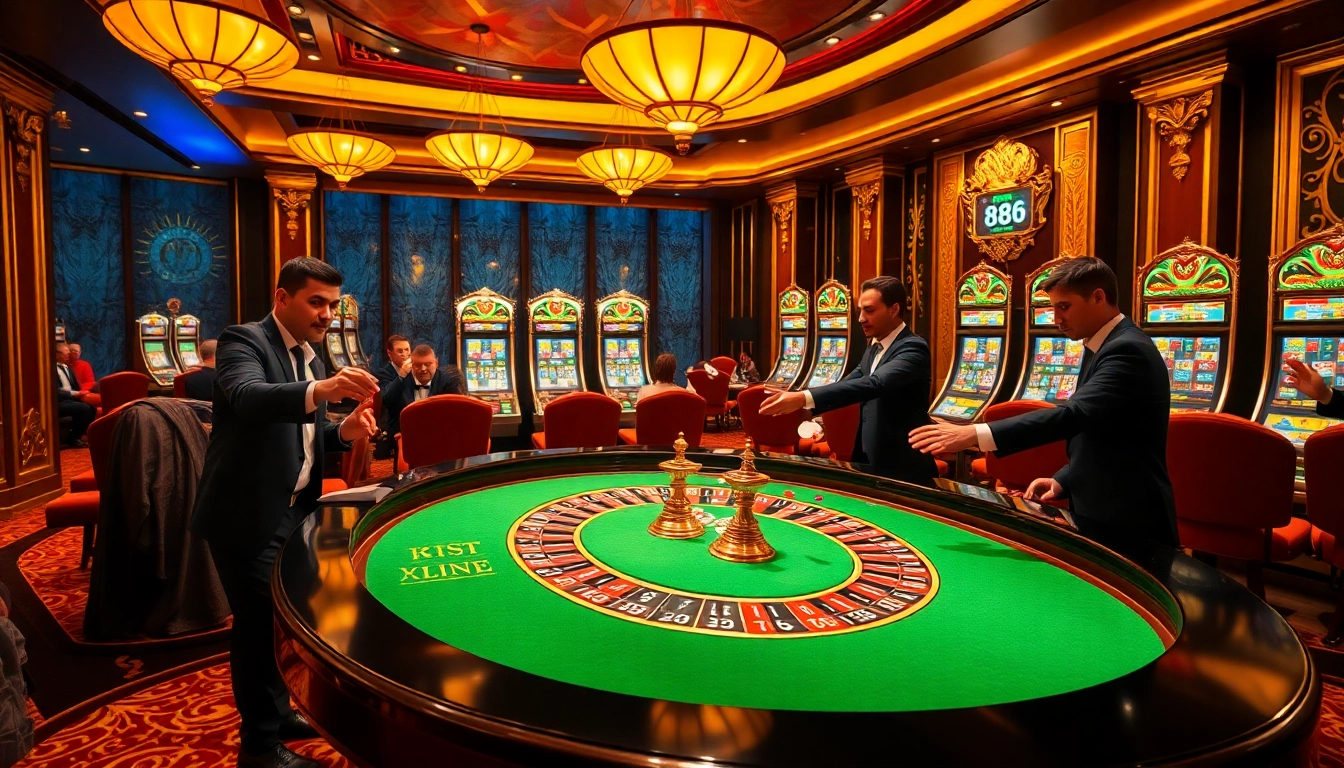 Experience thrilling gameplay at king 88 with elegant casino tables and vibrant gaming atmosphere.