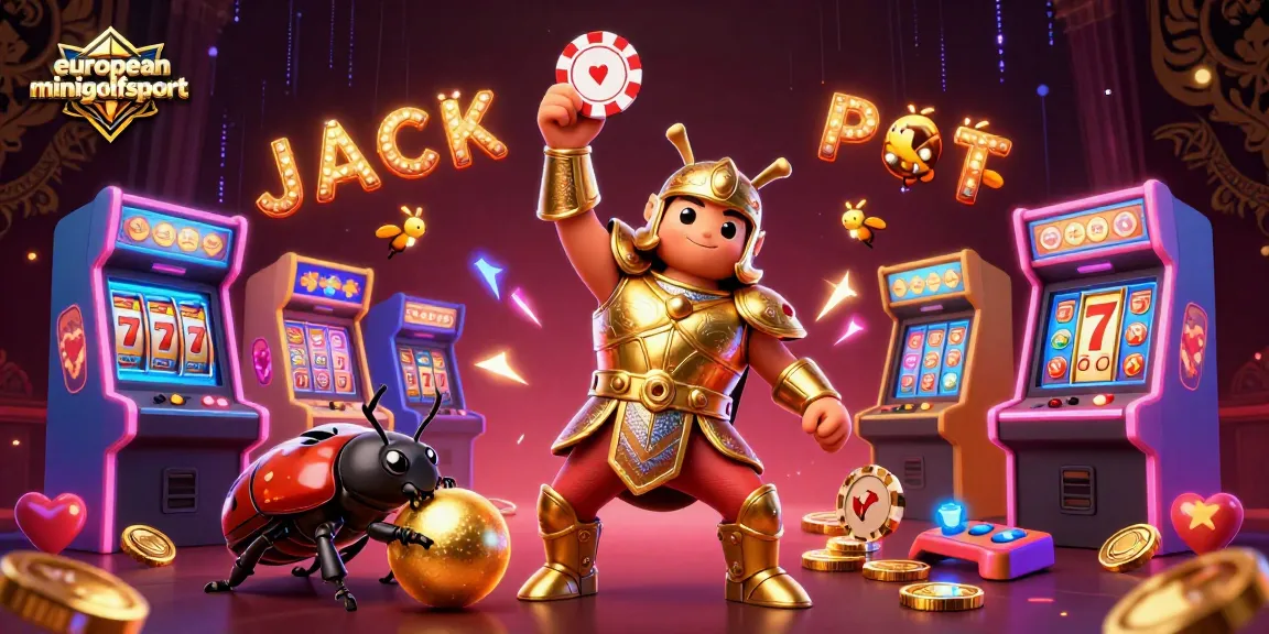 Experience the thrill of europeanminigolfsport with cartoon beetles celebrating jackpot wins in a dynamic casino scene.