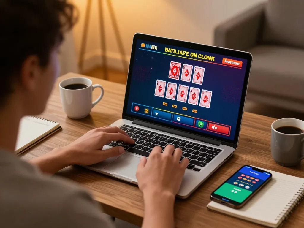 Engage in exciting online blackjack gameplay with MM88 on your modern laptop for a strategic gambling experience.