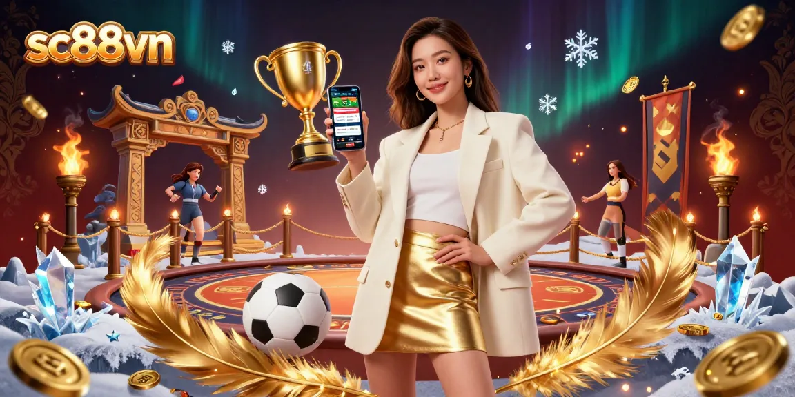 Experience thrilling betting action with sc88vn's engaging smartphone interface amidst dynamic casino elements.