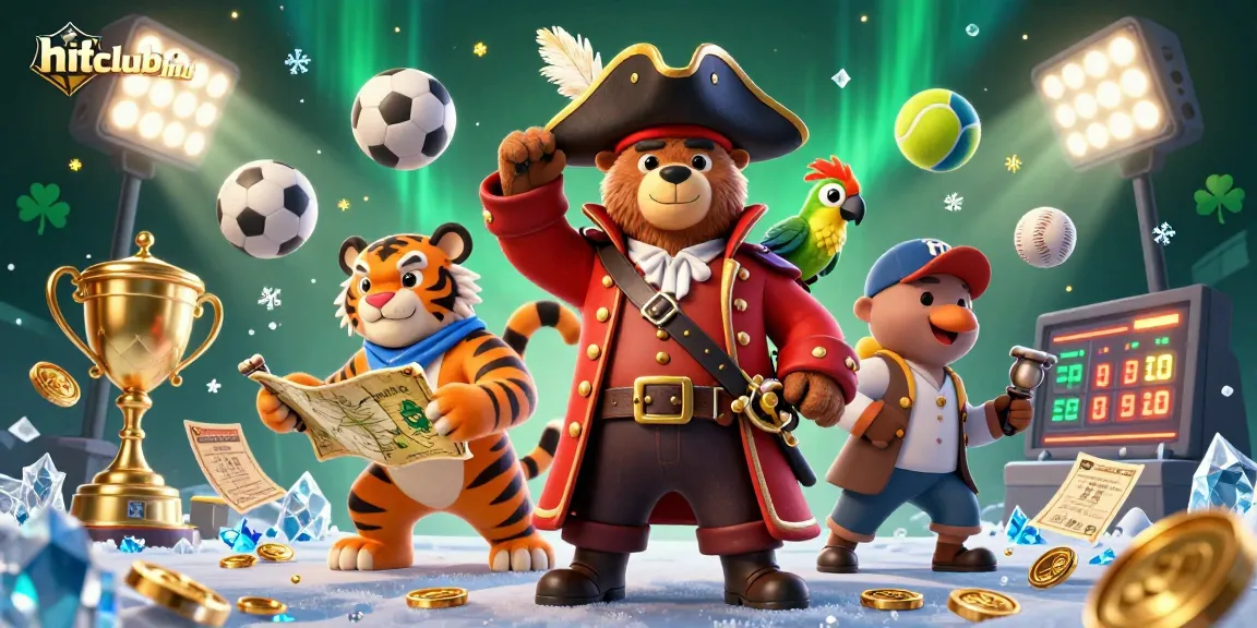 Engage with gaming strategy on hitclubhub, featuring playful characters and dynamic sports elements.