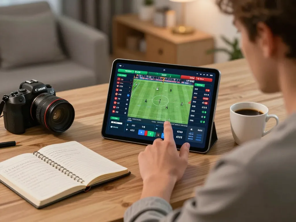 Fabet sports betting user placing a live bet on tablet during a home session