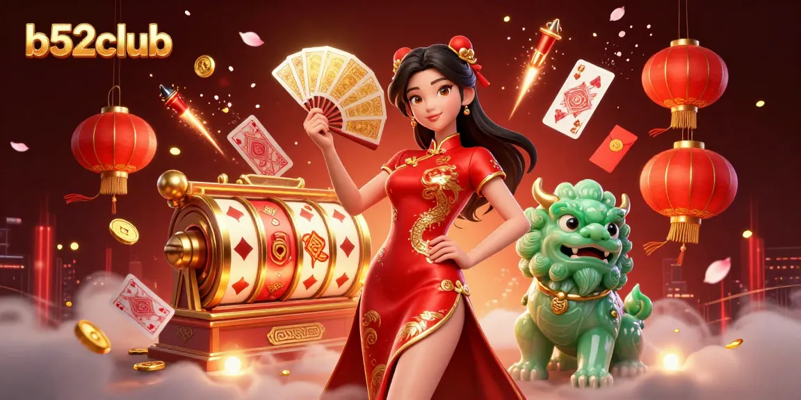 Experience the excitement of b52club with a captivating 3D illustration showcasing a dynamic gambling scene.