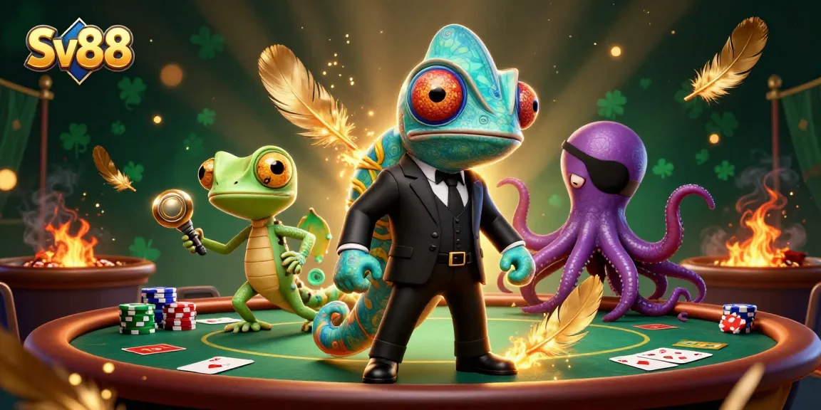 Engage with Sv88 at the casino, featuring a sleek chameleon, gadget-savvy gecko, and an octopus.
