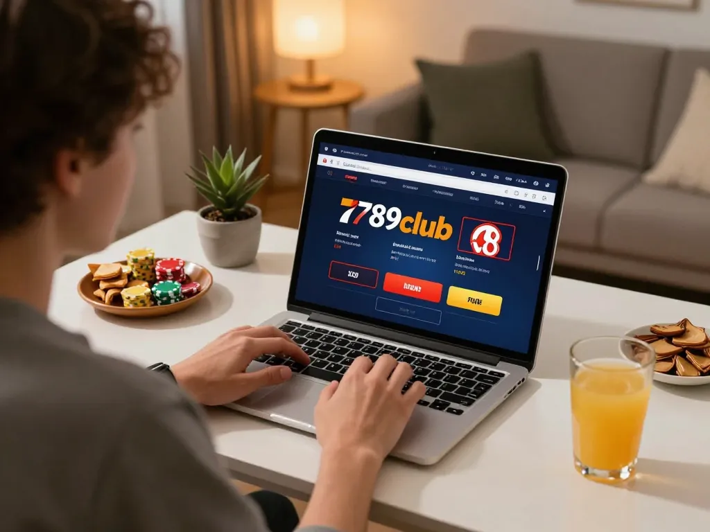 Engaged player exploring 789club online game interface at home, emphasizing strategic gameplay.