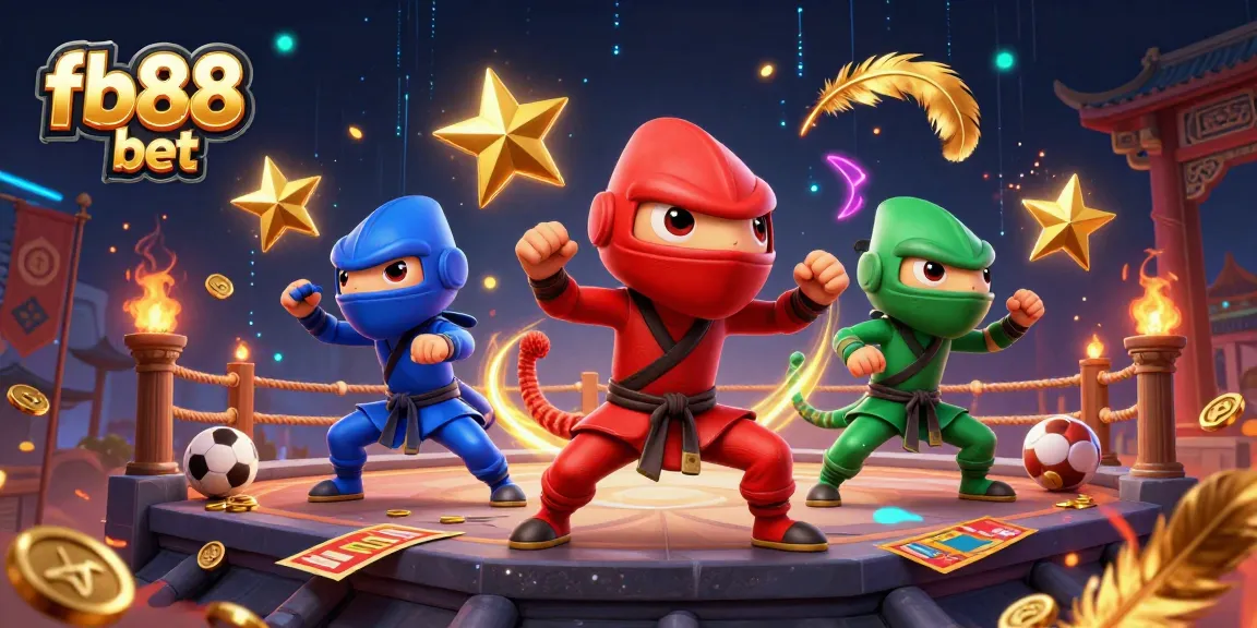 Experience the thrill of fb88 bet with ninja chameleons battling amidst vibrant casino elements.