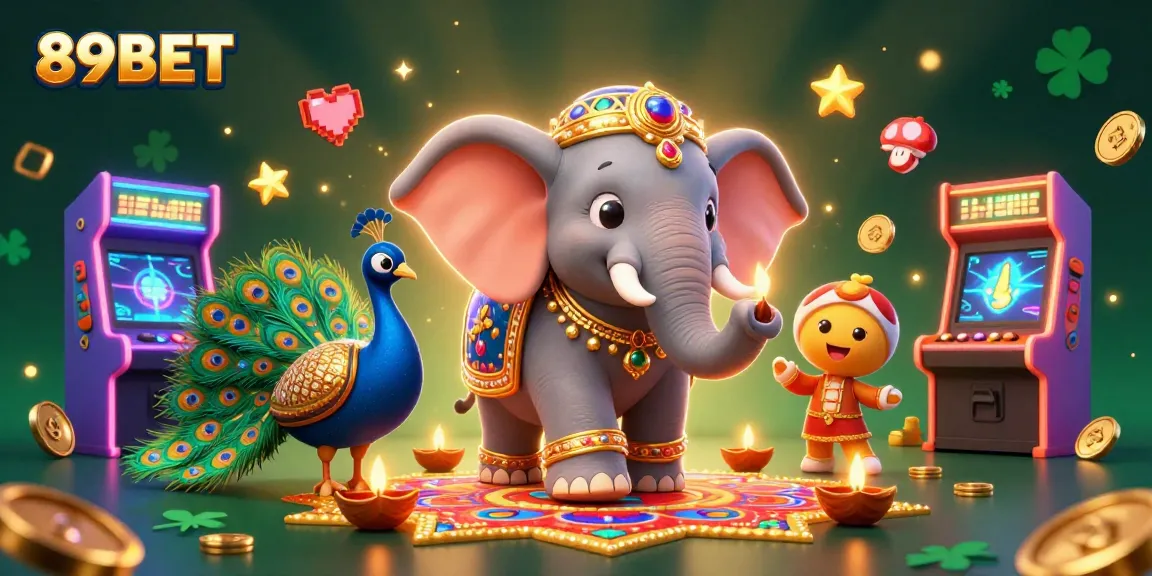 Engage with 89BET's vibrant 3D casino scene featuring colorful characters and gaming elements.