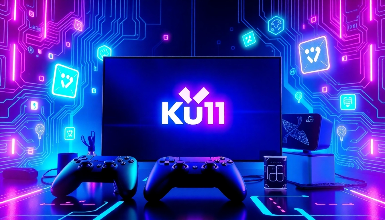 Dynamic online gaming scene featuring Ku11 with vibrant colors and digital elements