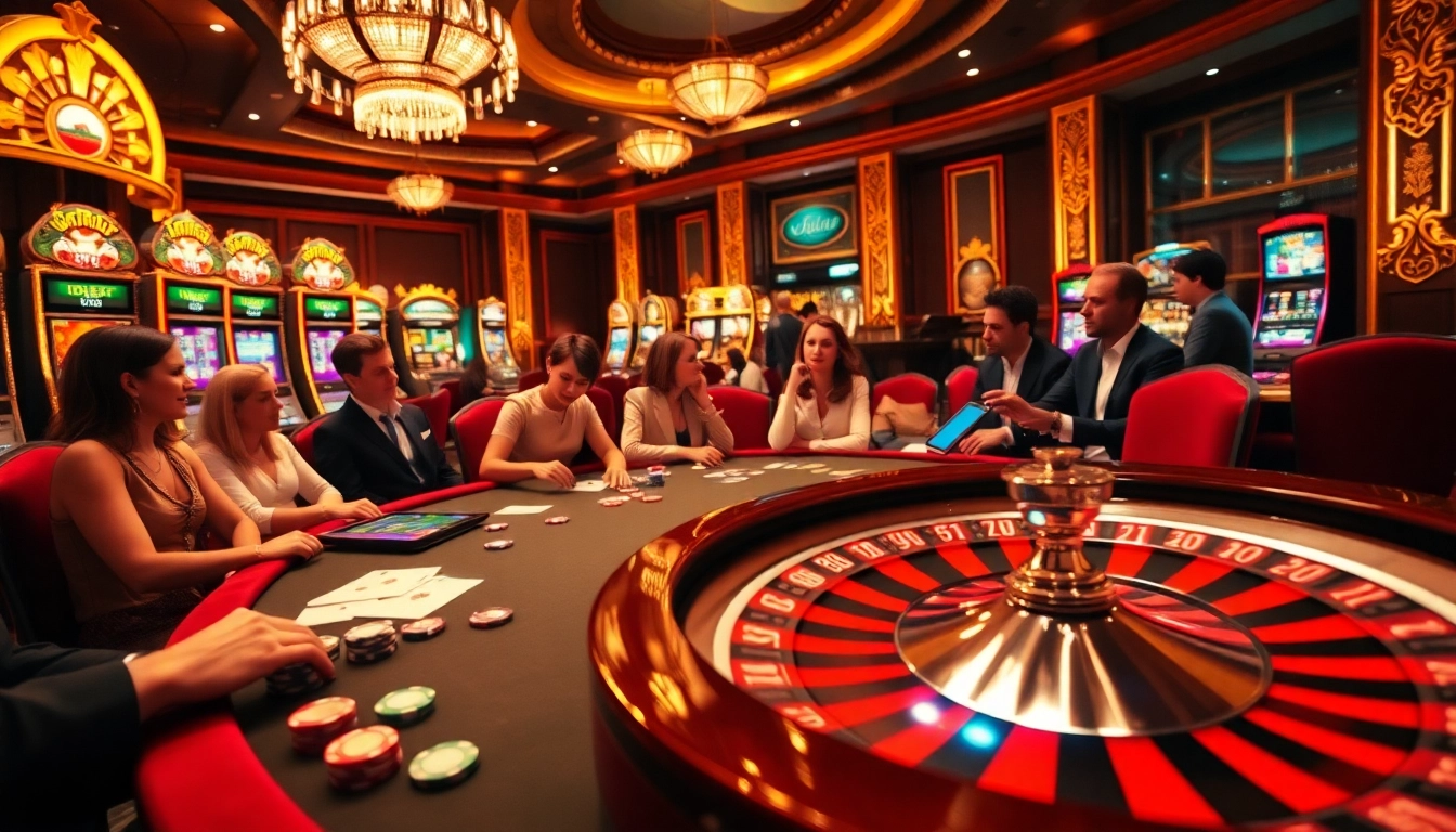 Exciting gambling scene at JBO casino with players engaged at the table.