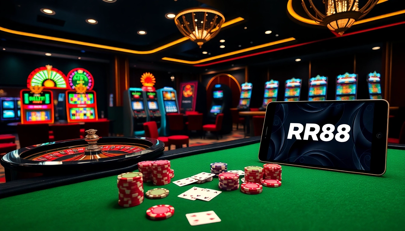 Experience the excitement of RR88 with vibrant slot machines and luxurious casino tables.