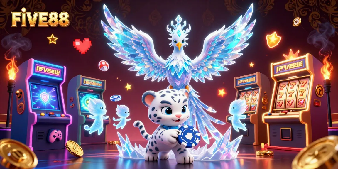 Engage in thrilling FIVE88 casino fun with vibrant characters and dynamic gaming elements.