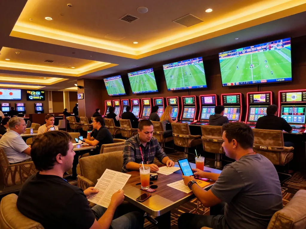 keonhacaii88 showcases an immersive sports betting lounge with enthusiastic bettors and live matches displayed