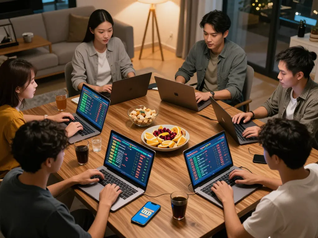 A group of friends enjoying sports betting together, showcasing nhà cái online uy tín for a social experience.