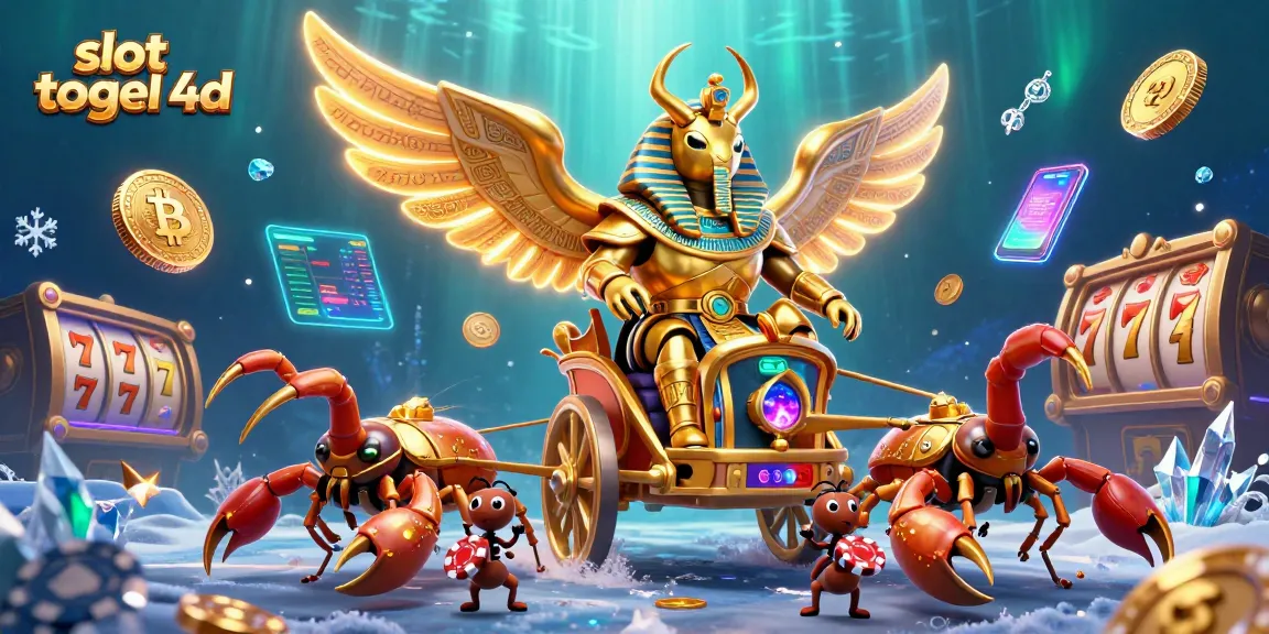 Experience thrilling slot togel 4d action with a vivid 3D casino scene featuring a golden scarab beetle and dynamic gaming elements.