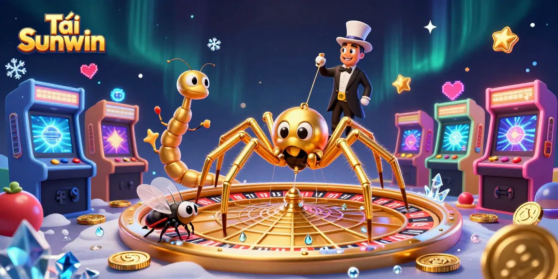 Tải Sunwin with a golden spider croupier at the roulette wheel, offering interactive gaming fun.