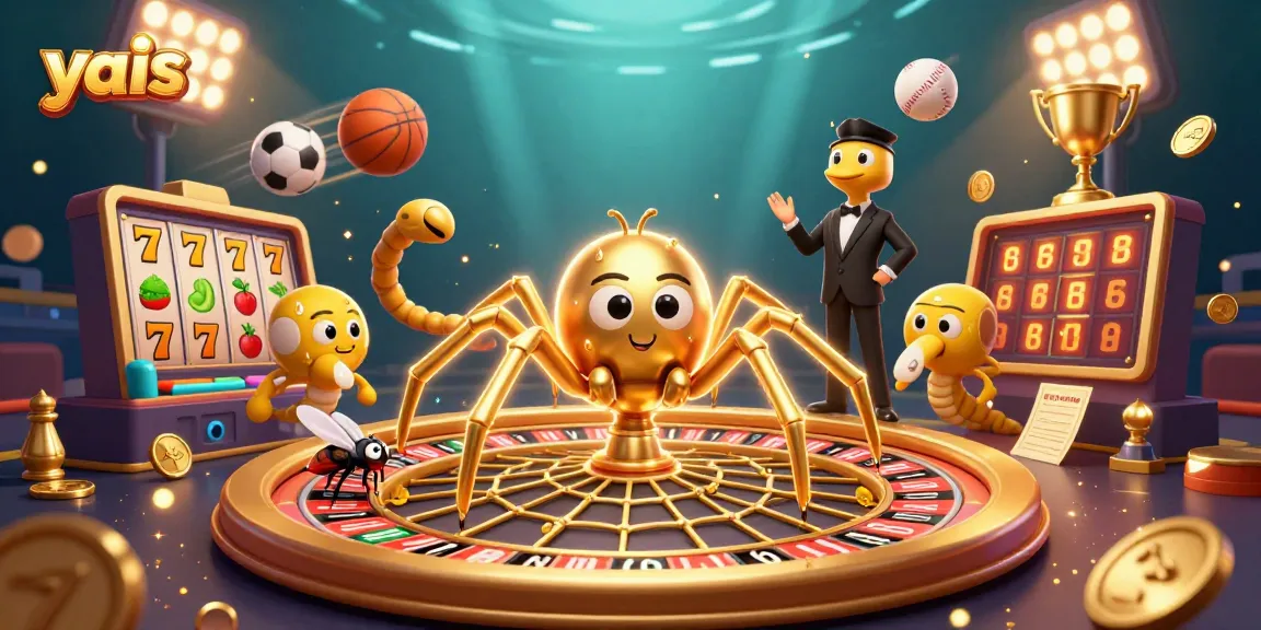 Experience thrilling gameplay at yais with a dynamic scene showcasing a golden spider, fly, and centipede in action.