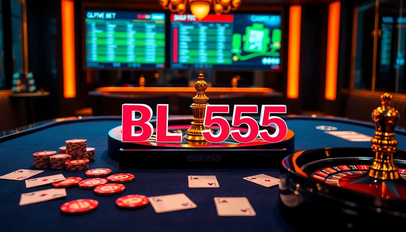 Winning at a luxury casino table with BL555, showcasing vibrant poker chips and cards.