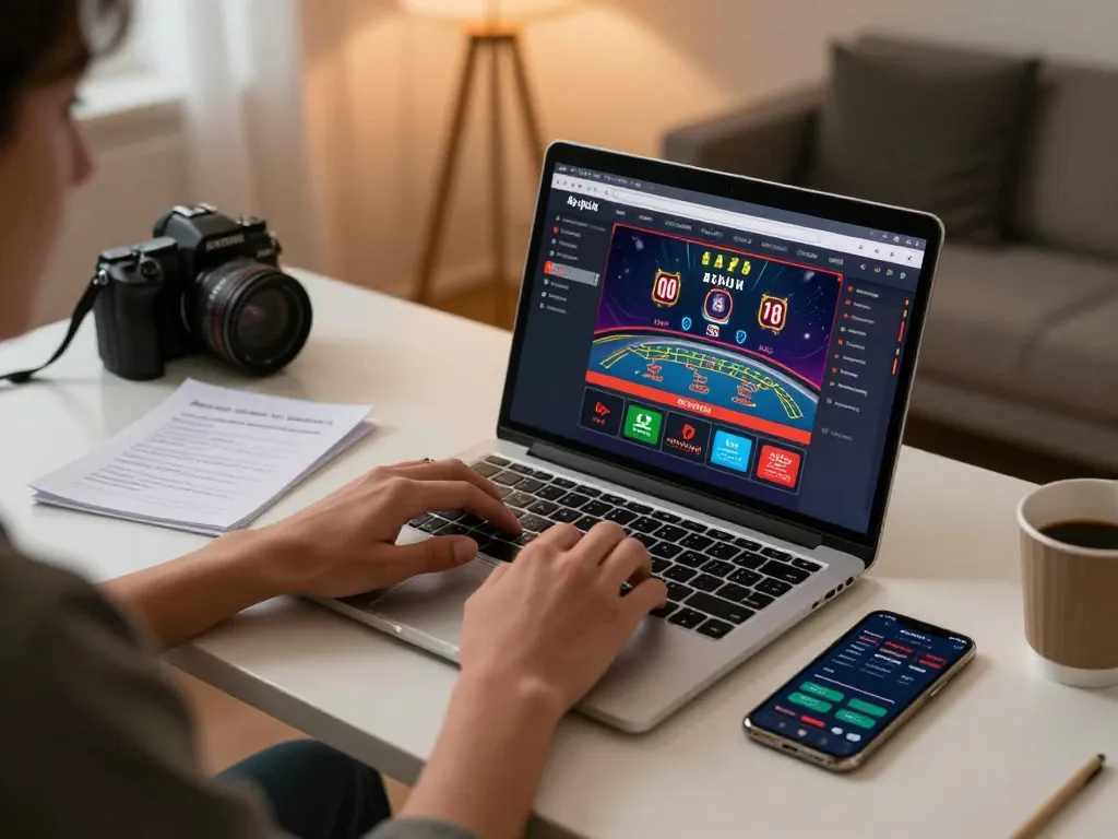 hitclub player engaged in online blackjack, showcasing vibrant casino interface on laptop