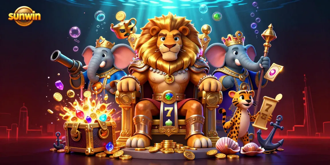 Experience the excitement of sunwin with vibrant slot games and epic characters in a rich casino setting.