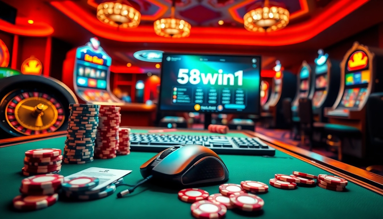 Experience exciting casino gameplay at 58win1 with vibrant poker tables and dynamic slot machines.